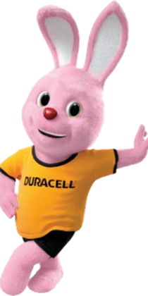 Duracell Bunny mascot leaning Left