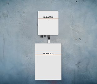 Photograph of the Duracell Energy ecosystem mounted on a wall