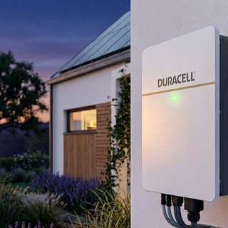 Inverter on a white wall at dusk