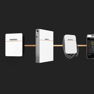 Duracell Energy home battery storage ecosystem, comprising Dura5 Solar panel battery, Dur-i hybrid inverter, DuraCharger EV and the Duracell Energy App