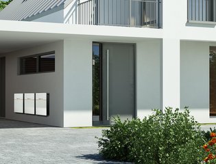 Dura5 solar battery on a garage wall zoomed in