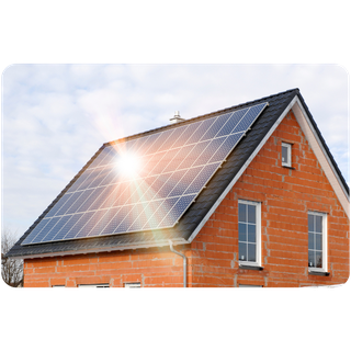 Solar panels shining on a roof