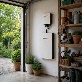 Dura16 battery on garage wall